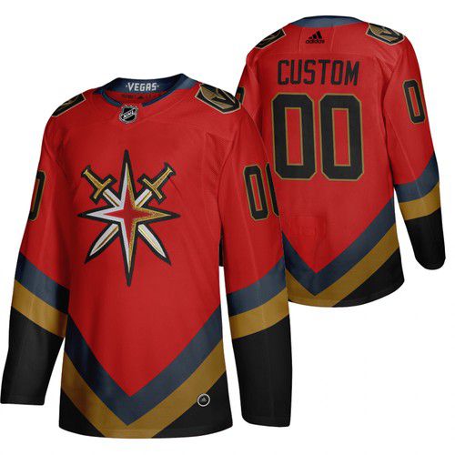 Men Vegas Golden Knights #00 Custom red NHL 2021 Reverse Retro jersey